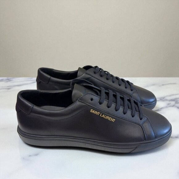 NIB Authentic Saint Laurent Black Brooklyn Leather Low-top Sneakers